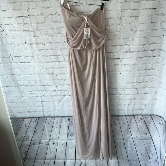 BRAND NWT David’s Bridal Gray Long Biscot Gray Dress size 0 - Picture 10 of 15